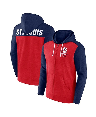 Men's Fanatics Heathered Red, Navy St. Louis Cardinals Blown Away Full-Zip Hoodie