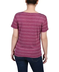 Ny Collection Women's Short Sleeve Tie Front Top