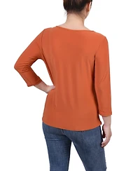 Ny Collection Women's 3/4 Sleeve Cutout Top