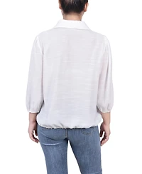Ny Collection Women's 3/4 Sleeve Drawstring Blouse