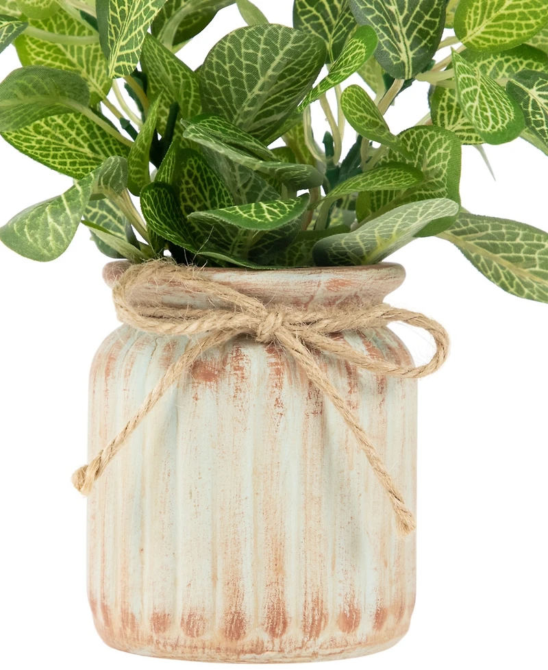 Northlight 8" Reticulated Artificial Spring Foliage in Ceramic Pot