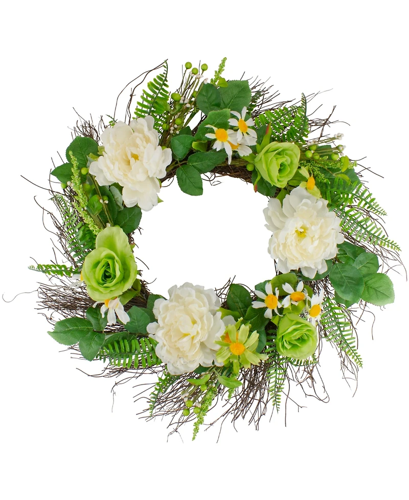 Northlight Mixed Floral Artificial Spring Wreath, 22"