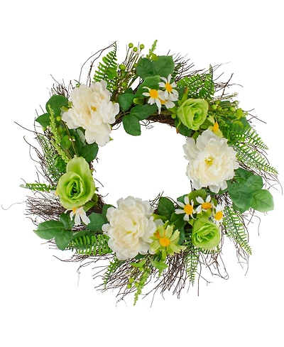 Northlight Mixed Floral Artificial Spring Wreath, 22"
