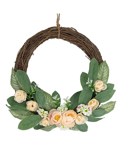 Northlight 14" Mini Peach Rose Half Floral Spring Wreath