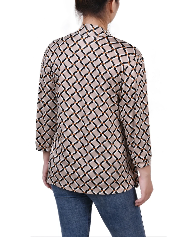 Ny Collection Women's 3/4 Sleeve Two-Fer Top