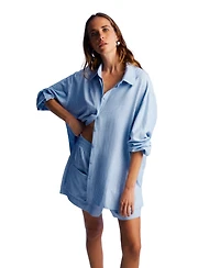 Nocturne Women's Striped Mini Shorts with Pockets