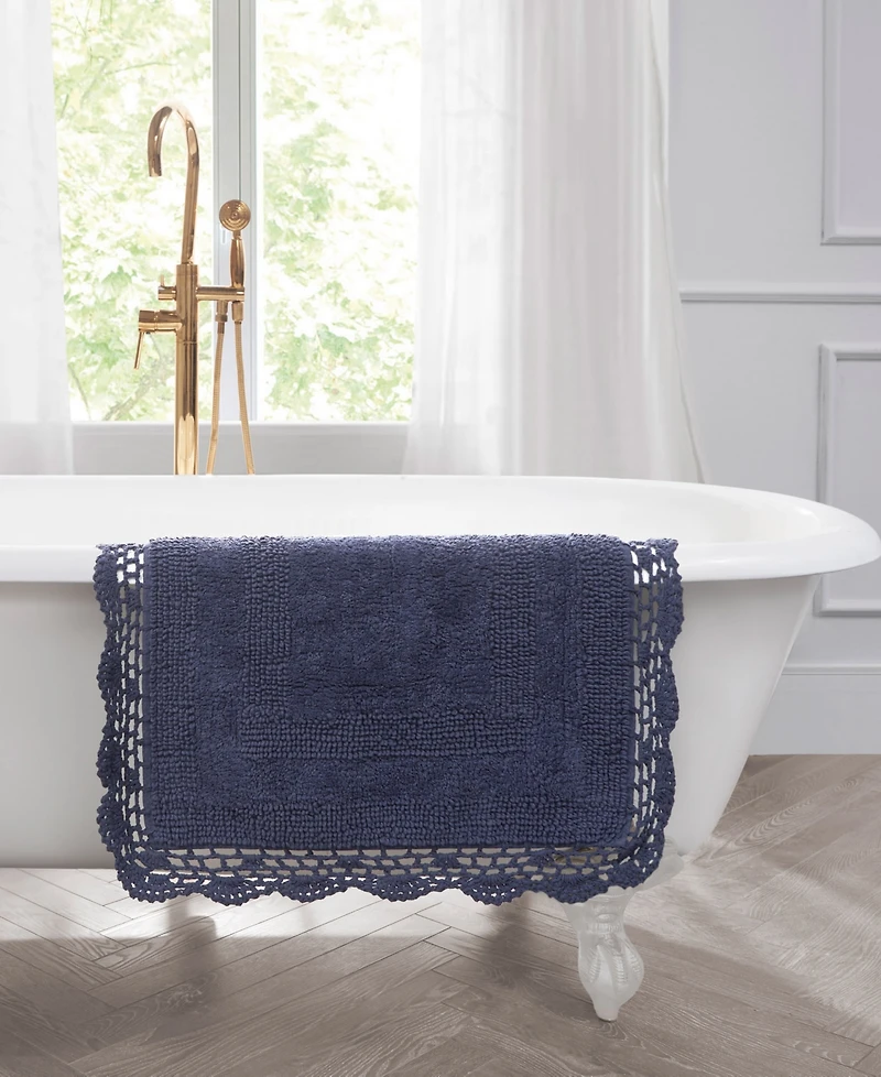 Laura Ashley Crochet Reversible Cotton Bath Rug, 17" x 24"