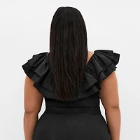 City Chic Plus Size Frill Shoulder Bodysuit