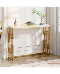 Tribesigns Gold Console Table, Modern 42.5" Sofa Tables Entryway Hallway Foyer Table, White Faux Marble Tabletop Sofa Table for Living Room, Easy Asse