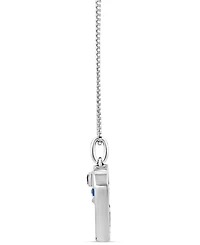 Star Wars Wonder Fine Jewelry Mother of Pearl, Sapphire, Garnet, & Diamond Accent R2D2 18" Pendant Necklace in Sterling Silver