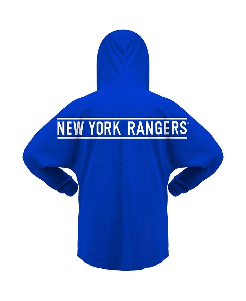 Women's Fanatics Blue New York Rangers Jersey Lace-Up V-Neck Long Sleeve Hoodie T-shirt
