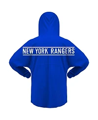 Women's Fanatics Blue New York Rangers Jersey Lace-Up V-Neck Long Sleeve Hoodie T-shirt