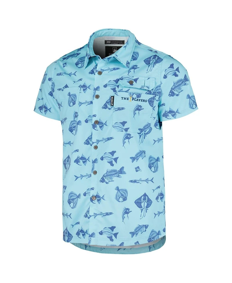 Men's Flomotion Blue The Players Fishing Tri-Blend Button-Up Shirt
