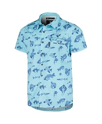 Men's Flomotion Blue The Players Fishing Tri-Blend Button-Up Shirt