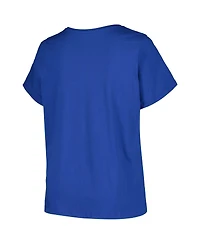Women's Profile Blue New York Rangers Plus Size Arch Over Logo T-shirt
