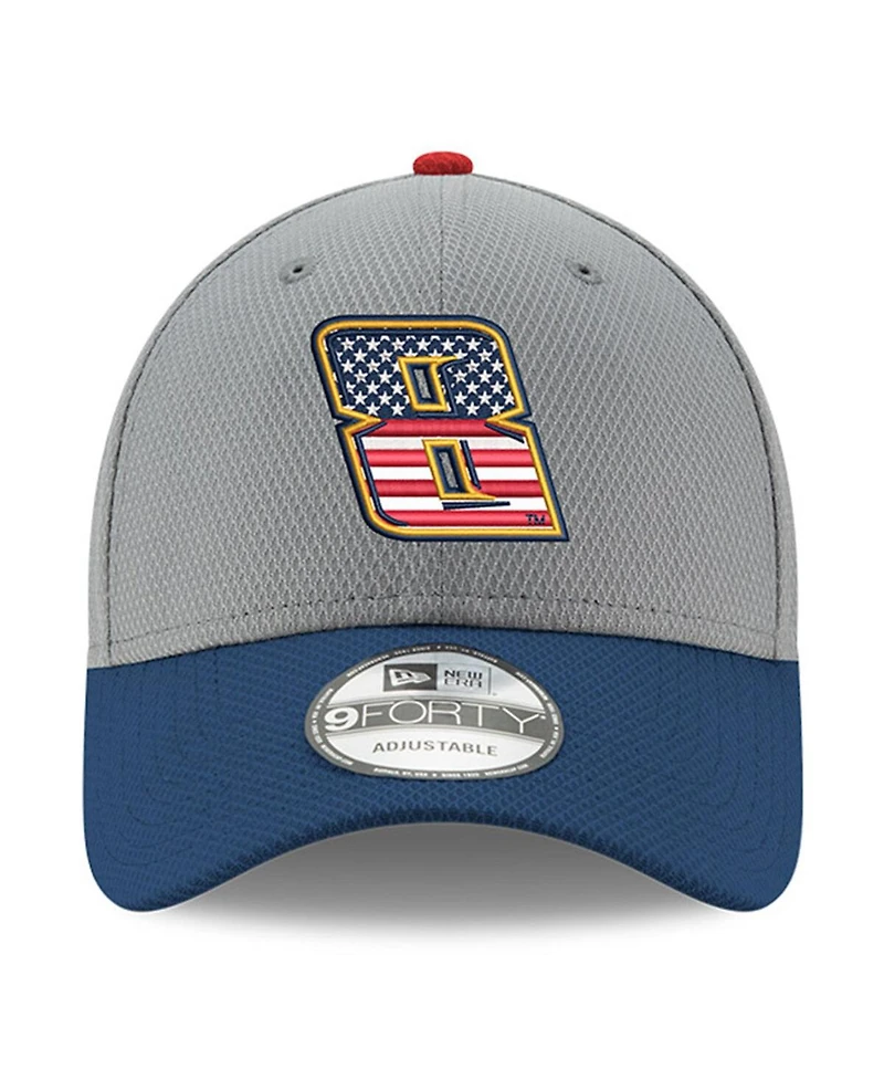 Men's New Era Gray, Navy Kyle Busch Salute 9FORTY Adjustable Hat