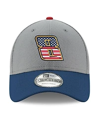 Men's New Era Gray, Navy Kyle Busch Salute 9FORTY Adjustable Hat