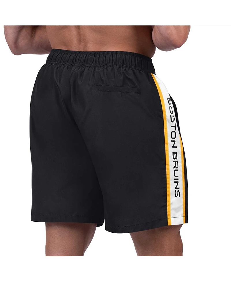 Men's G-iii Sports by Carl Banks Black Boston Bruins Streamline Volley Swim Trunks