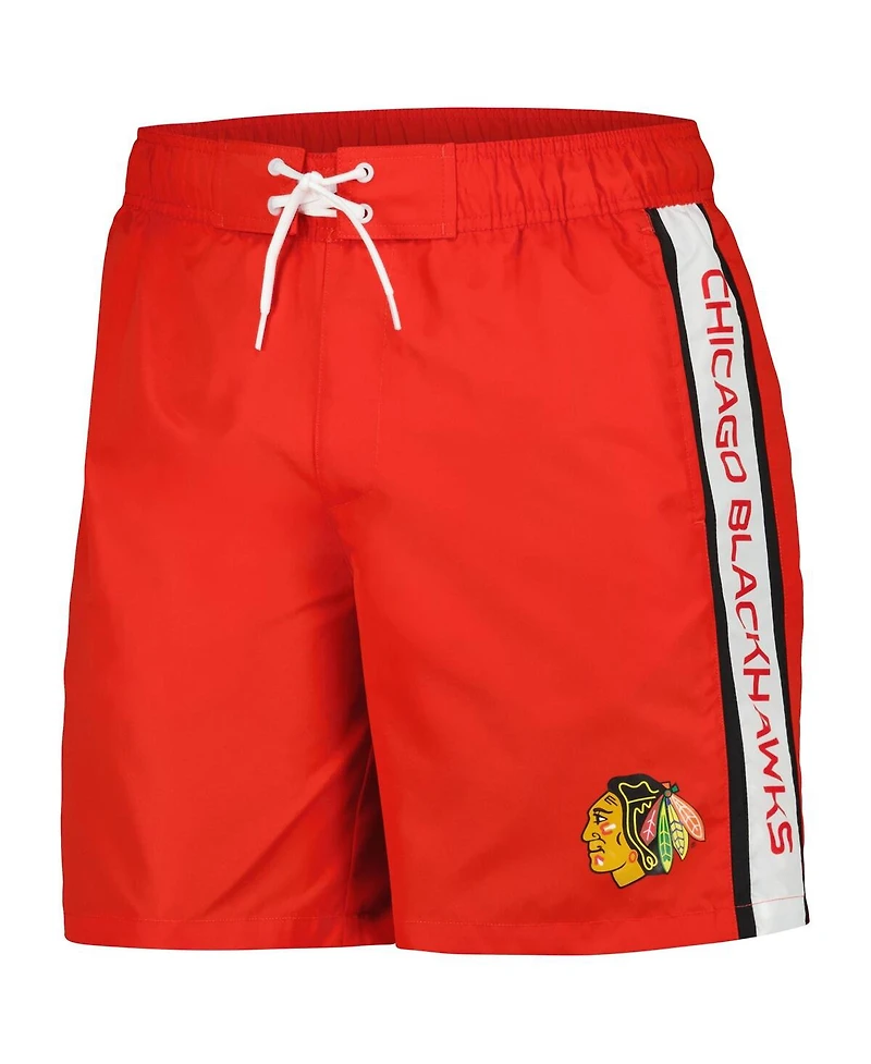 Men's G-iii Sports by Carl Banks Red Chicago Blackhawks Streamline Volley Swim Trunks