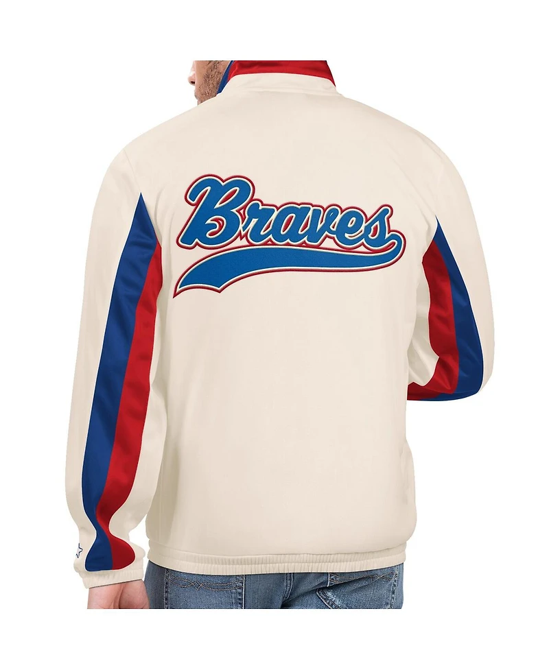 Men's Starter Cream Atlanta Braves Rebound Cooperstown Collection Full-Zip Track Jacket