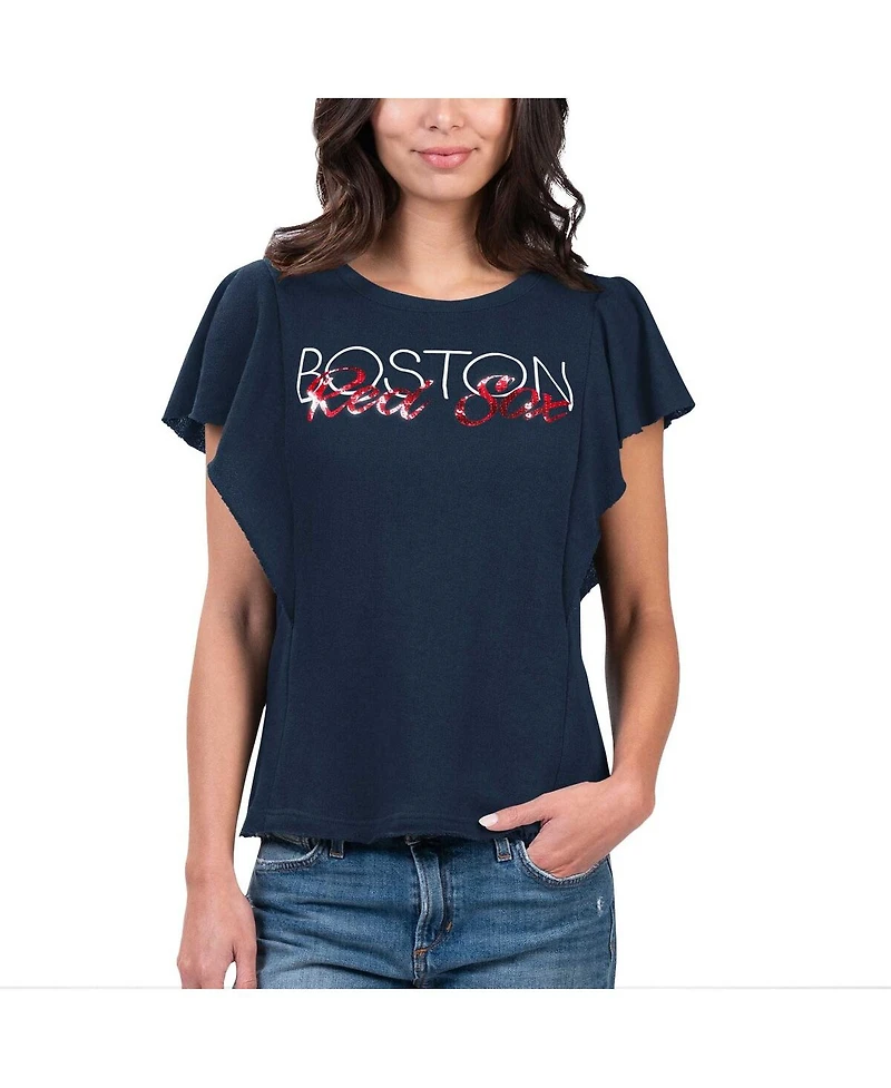 Women's G-iii 4Her by Carl Banks Navy Boston Red Sox Crowd Wave T-shirt