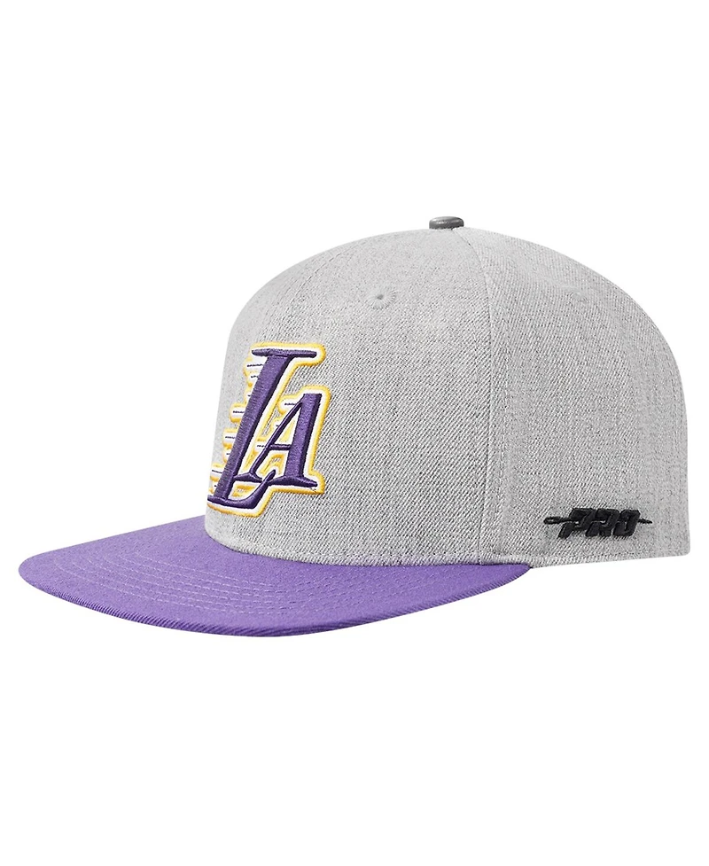 Men's Pro Standard Gray, Purple Los Angeles Lakers Classic Logo Two-Tone Snapback Hat