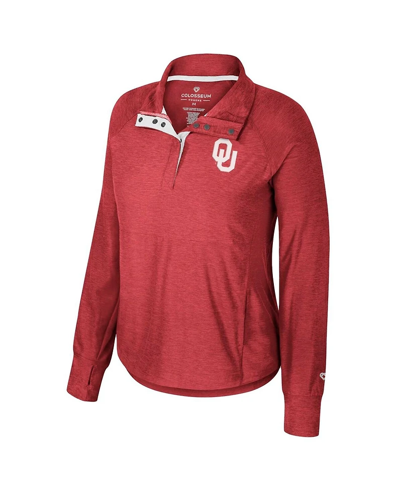Women's Colosseum Crimson Oklahoma Sooners Cressida Raglan Half-Snap Top