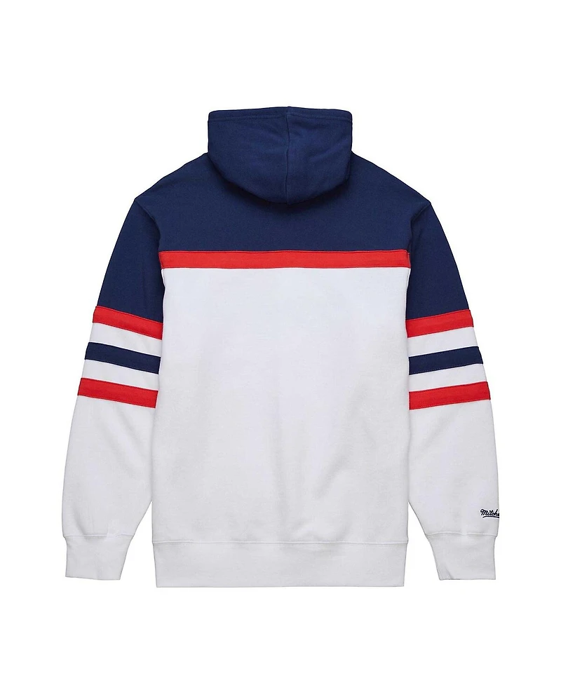 Men's Mitchell & Ness White, Navy Washington Capitals Head Coach Pullover Hoodie