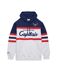 Men's Mitchell & Ness White, Navy Washington Capitals Head Coach Pullover Hoodie
