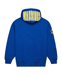 Men's Mitchell & Ness Royal Distressed Golden State Warriors Team Og 2.0 Vintage-Like Logo Fleece Pullover Hoodie