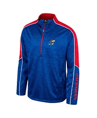Men's Colosseum Royal Kansas Jayhawks Marled Half-Zip Jacket
