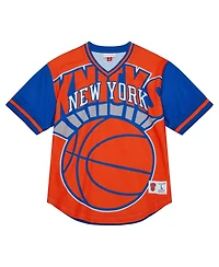 Men's Mitchell & Ness Orange New York Knicks Jumbotron 3.0 Mesh V-Neck T-shirt