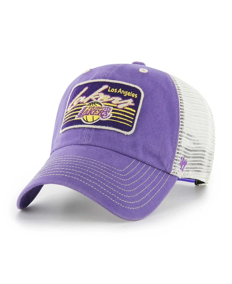 Men's '47 Brand Purple Los Angeles Lakers Five Point Patch Clean Up Adjustable Hat