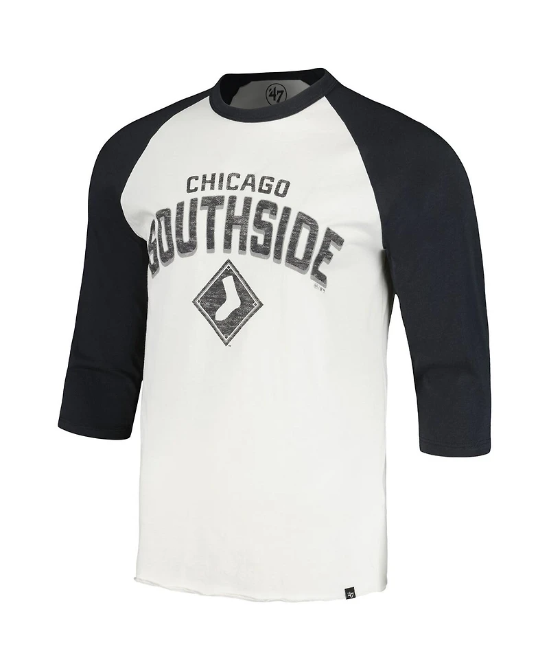 Men's '47 Brand Cream Chicago White Distressed Sox City Connect Crescent Franklin Raglan Three-Quarter Sleeve T-shirt