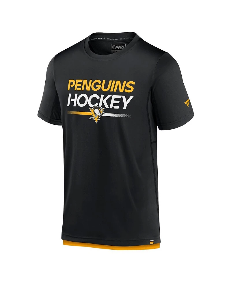 Men's Fanatics Black Pittsburgh Penguins Authentic Pro Tech T-shirt