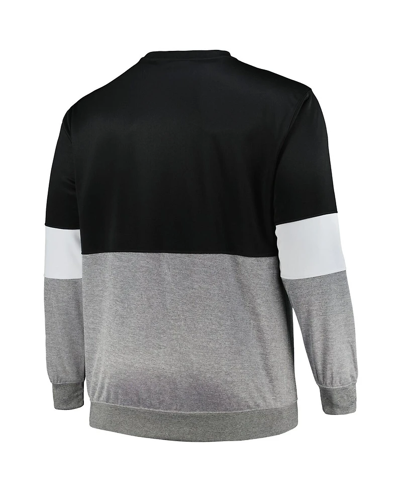 Men's Fanatics Black, Heather Gray Brooklyn Nets Big and Tall Split Pullover Sweatshirt