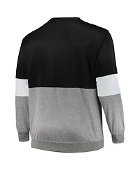 Men's Fanatics Black, Heather Gray Brooklyn Nets Big and Tall Split Pullover Sweatshirt