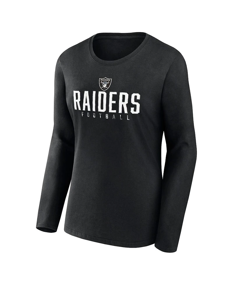 Women's Fanatics Black Las Vegas Raiders Plus Foiled Play Long Sleeve T-shirt