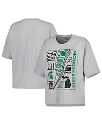 Women's Pressbox Silver Michigan State Spartans Rock & Roll School of T-shirt