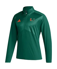 Men's adidas Green Miami Hurricanes Sideline Aeroready Raglan Sleeve Quarter-Zip Jacket