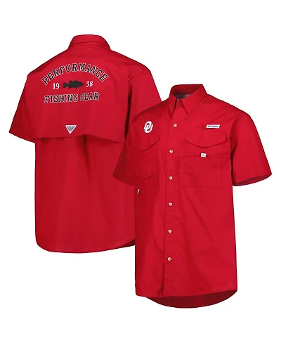 Men's Columbia Crimson Oklahoma Sooners Bonehead Button-Up Shirt