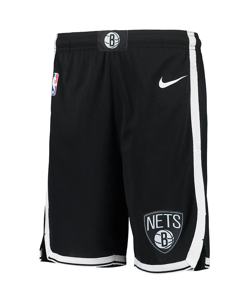 Big Boys and Girls Nike Black Brooklyn Nets 2020/21 Swingman Performance Shorts - Icon Edition
