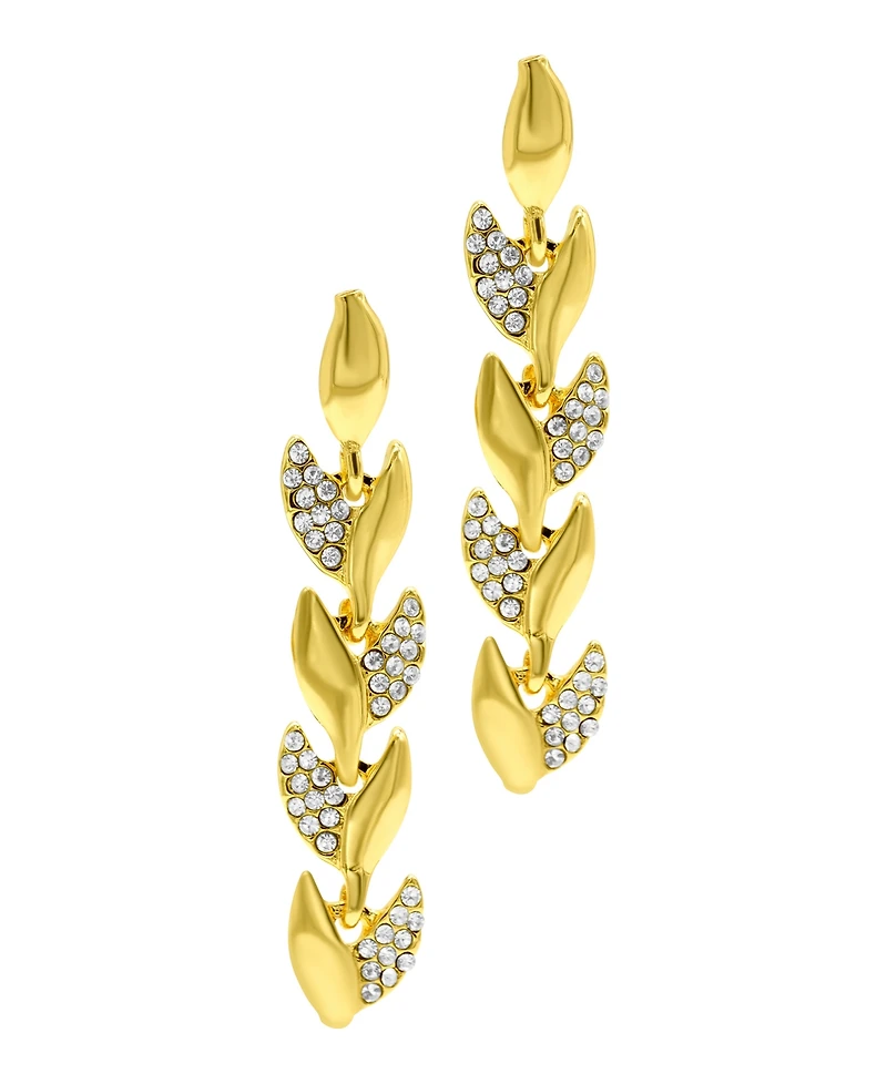 Adornia 14K Gold-Plated Crystal Leaf Earrings