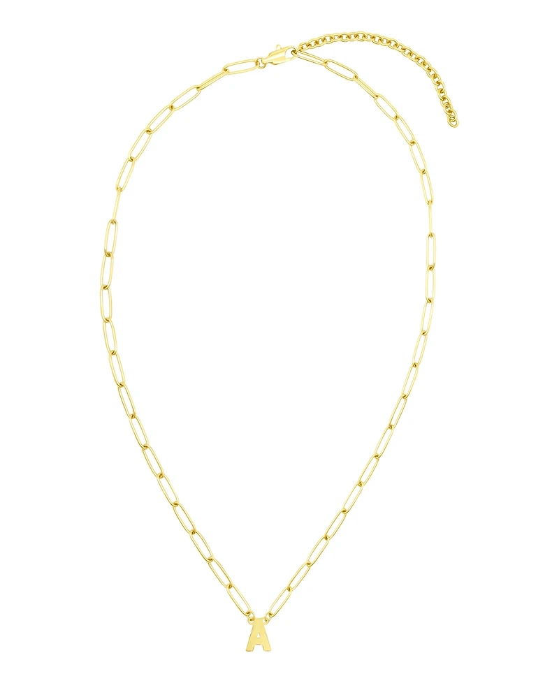 Adornia Tarnish Resistant 14K Gold-Plated Mini Initial Paperclip Chain Necklace