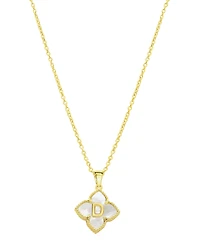 Adornia 14K Gold-Plated White Mother-of-Pearl Initial Floral Necklace