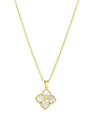 Adornia 14K Gold-Plated White Mother-of-Pearl Initial Floral Necklace