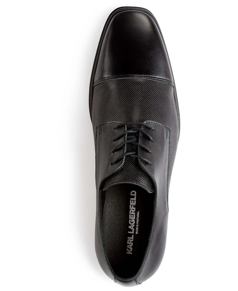 Karl Lagerfeld Paris Men's Leather Cap Toe Derby Lace-Up Shoes