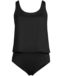 Lands' End Women's Scoop Neck One Piece Fauxkini Swimsuit