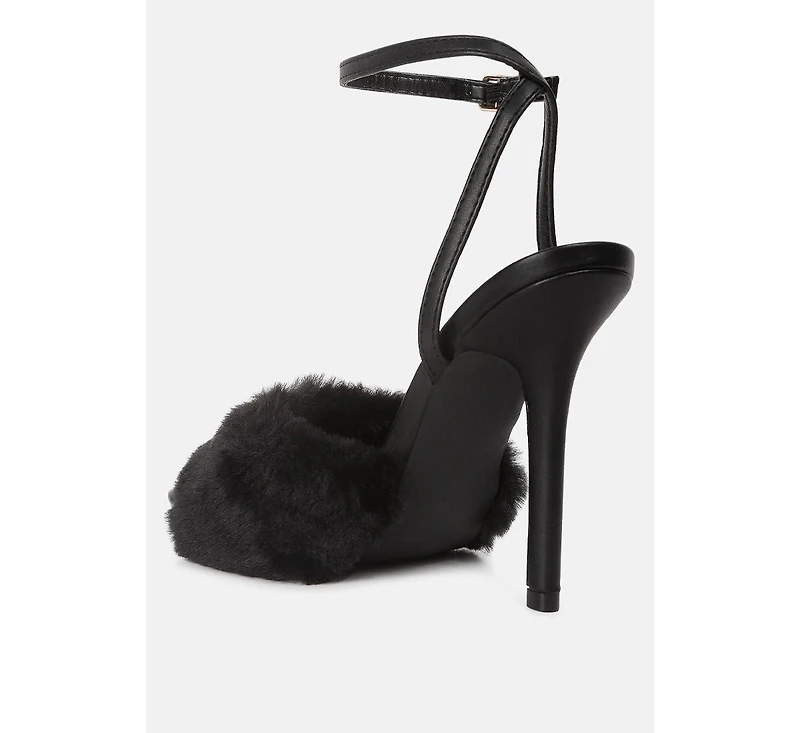 tarantino faux fur stiletto sandals