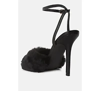 tarantino faux fur stiletto sandals